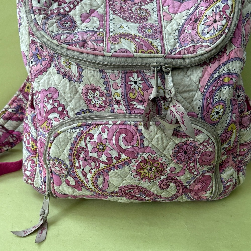 Vera Bradley Pink and Purple Paisley Large Backpack - Picture 7 of 15